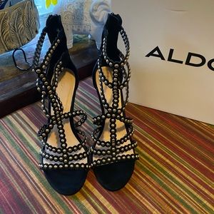 Aldo Gisel black studded strappy high heels